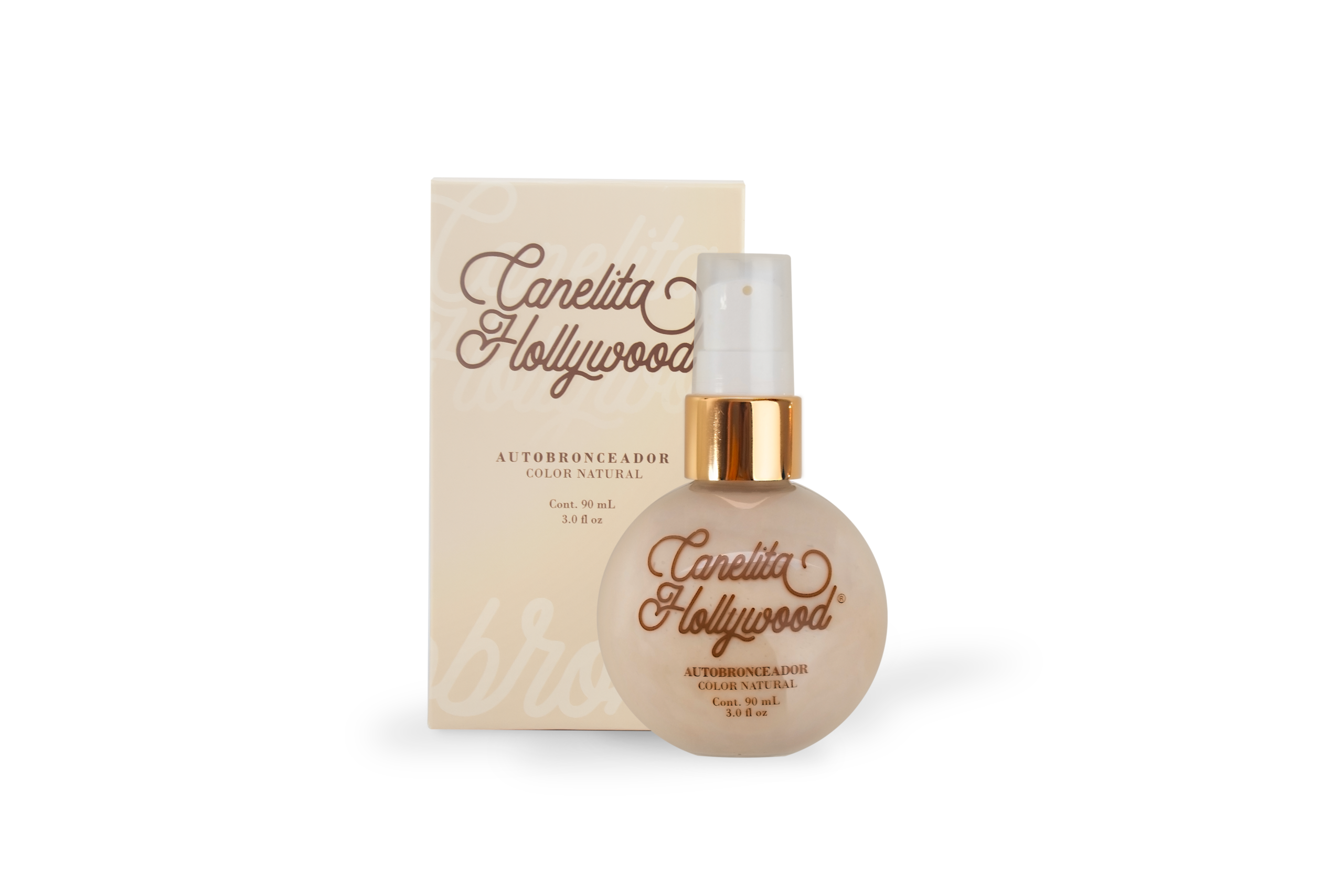 Envase del autobronceador Canelita Hollywood de 90 ml