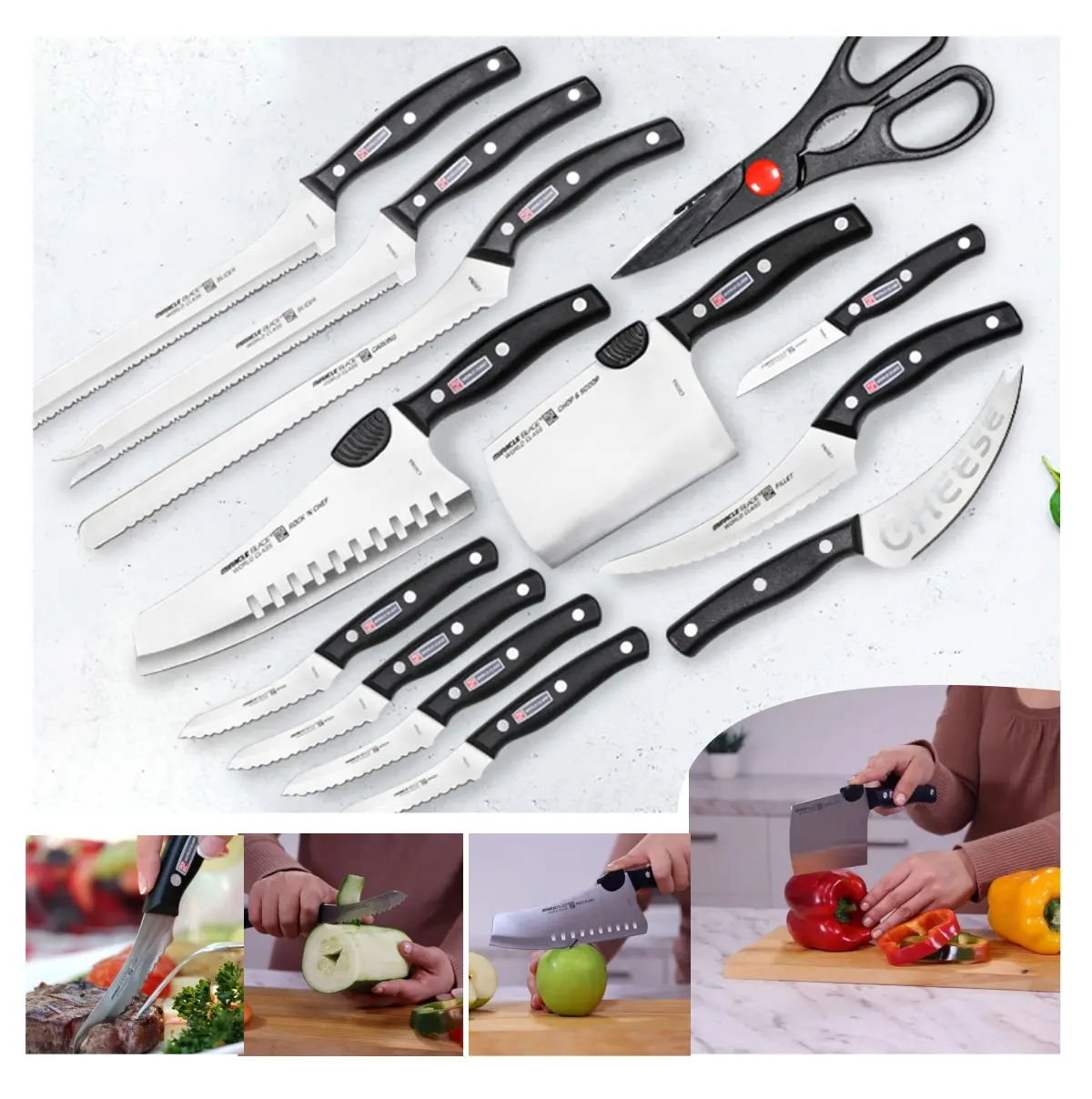 Set de Cuchillos Trece Piezas de acero inoxidable - Prepara alimentos con precisión profesional y comodidad