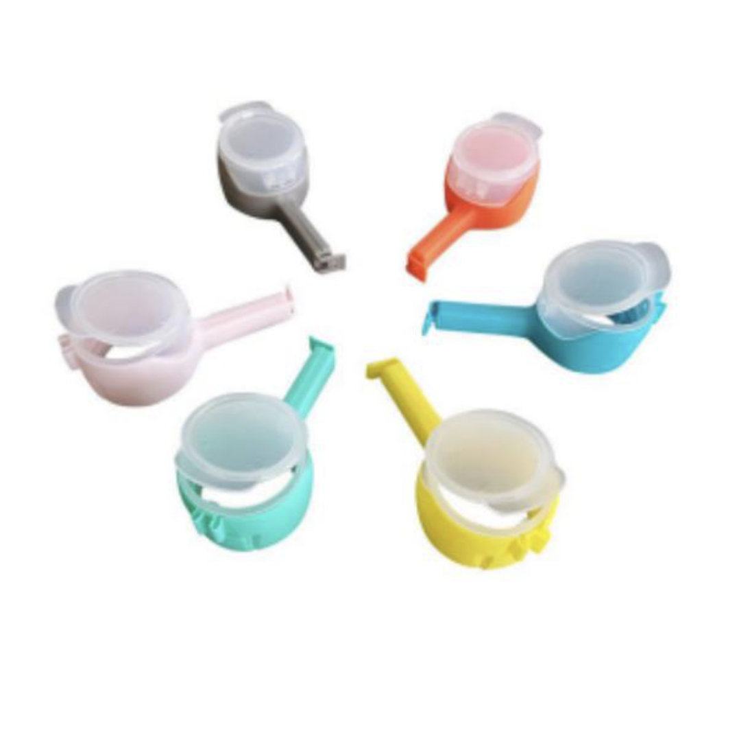 Clip tapa selladora para bolsas de cocina con boquilla vertedora - Conserva tus alimentos frescos y crujientes por más tiempo