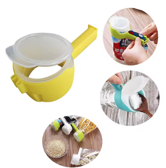 Clip tapa selladora para bolsas de cocina con boquilla vertedora - Conserva tus alimentos frescos y crujientes por más tiempo