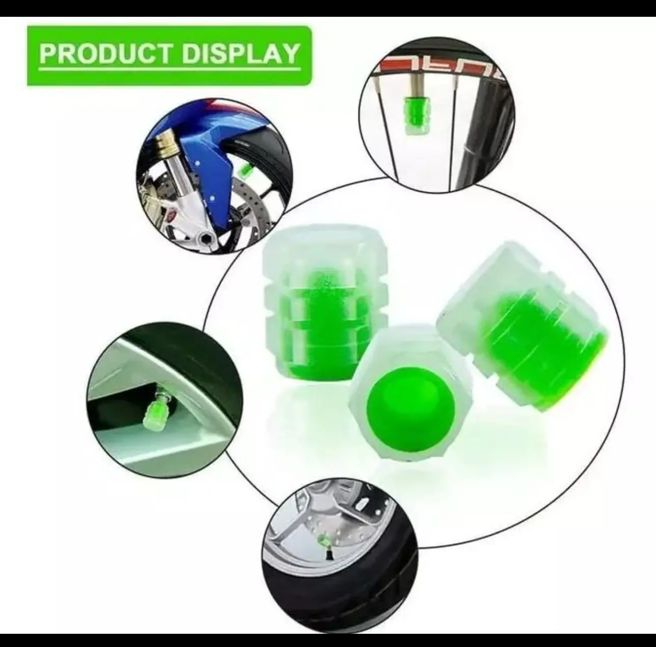 Comparativa de brillo en ambiente oscuro de los tapones fluorescentes para llanta