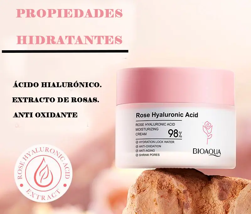 Set x2 Crema Rosas y Acido Hialuronico Bioaqua