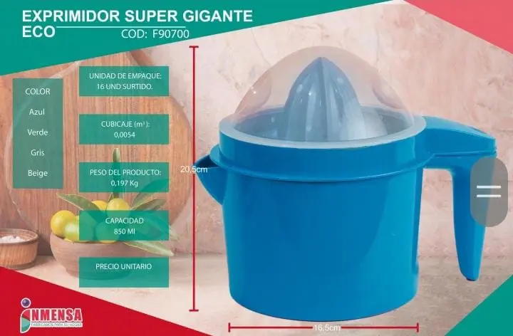 Exprimidor manual de cítricos grande con capacidad de 850 ml - Extrae jugo fresco en segundos sin esfuerzo diario
