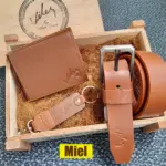 Conjunto de accesorios de cuero correa billetera y llavero en caja - Proyecta una imagen profesional y elegante todos los días - Imagen 5