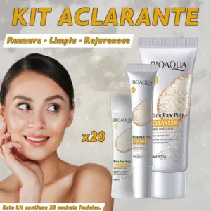 Kit Facial de Arroz Aclarante Bioaqua 3 Pasos - Limpia, Hidrata e Ilumina tu Piel