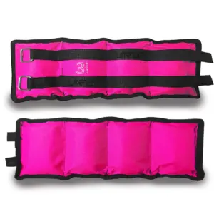 Par de pesas tobilleras 3K Lavef en color rosa vista frontal y trasera