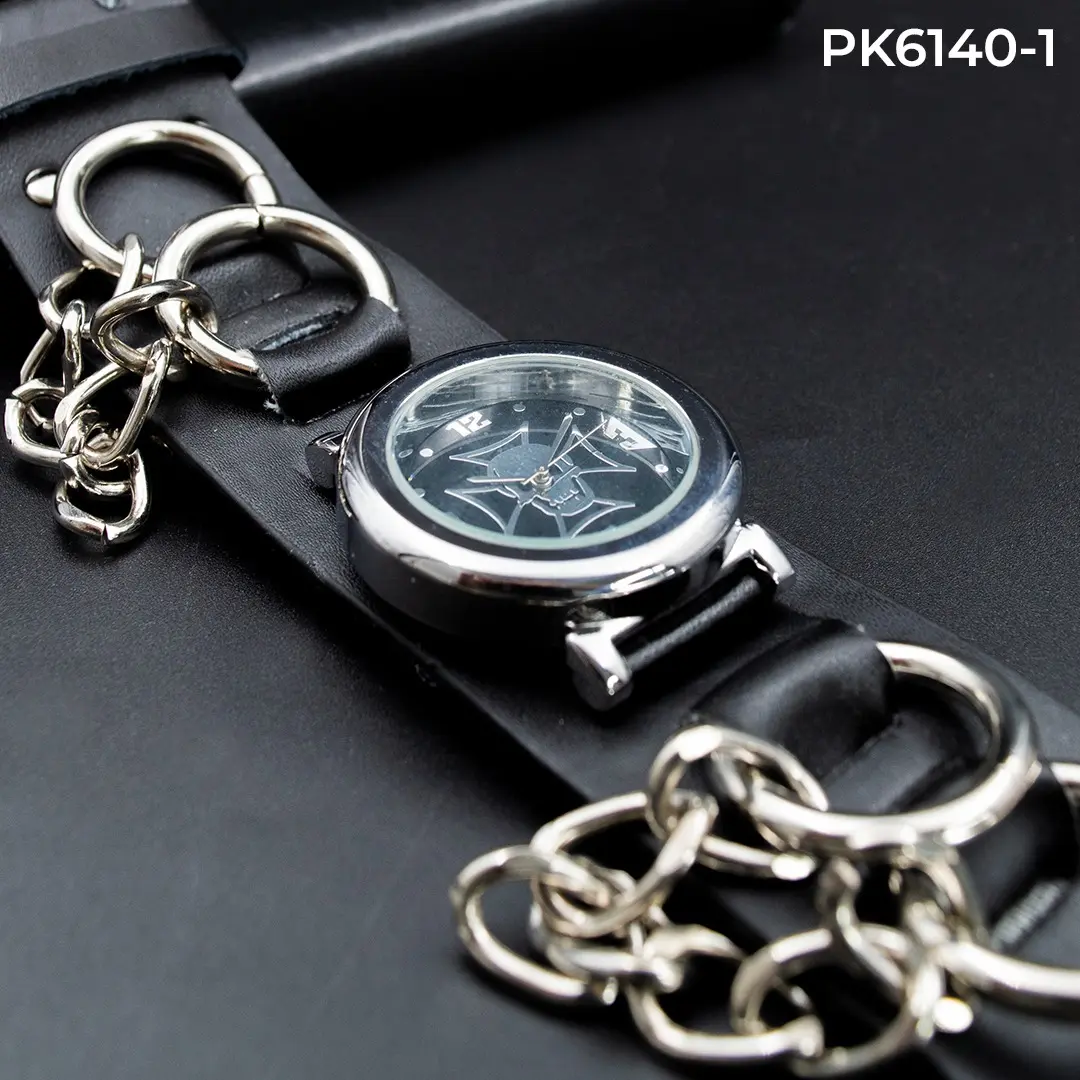 Pk6140-1 Reloj Aros Ycadena Cuero Unisex