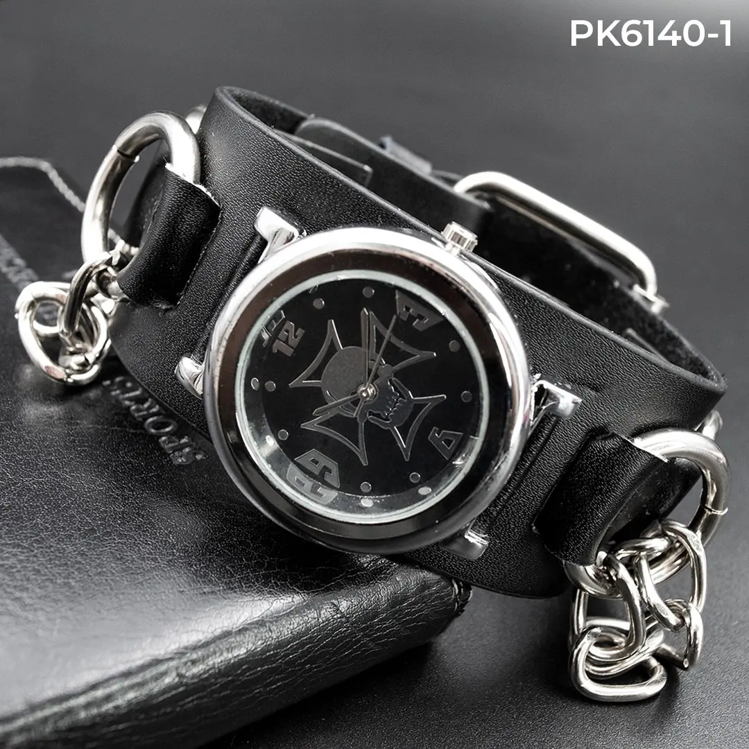 Pk6140-1 Reloj Aros Ycadena Cuero Unisex