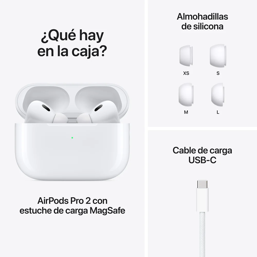 AirPods Pro 2 Inalámbricos con Cancelación Activa de Ruido - Disfrutas sonido envolvente y llamadas nítidas sin distracciones