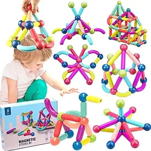 Bloques magnéticos de construcción 42 piezas - Estimula la creatividad infantil con figuras tridimensionales