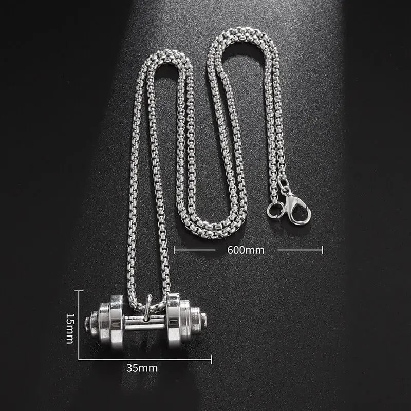 Set x2 Cadena con dije de pesa fitness de plata - Eleva tu estilo diario y demuestra tu pasión por el entrenamiento - Imagen 4