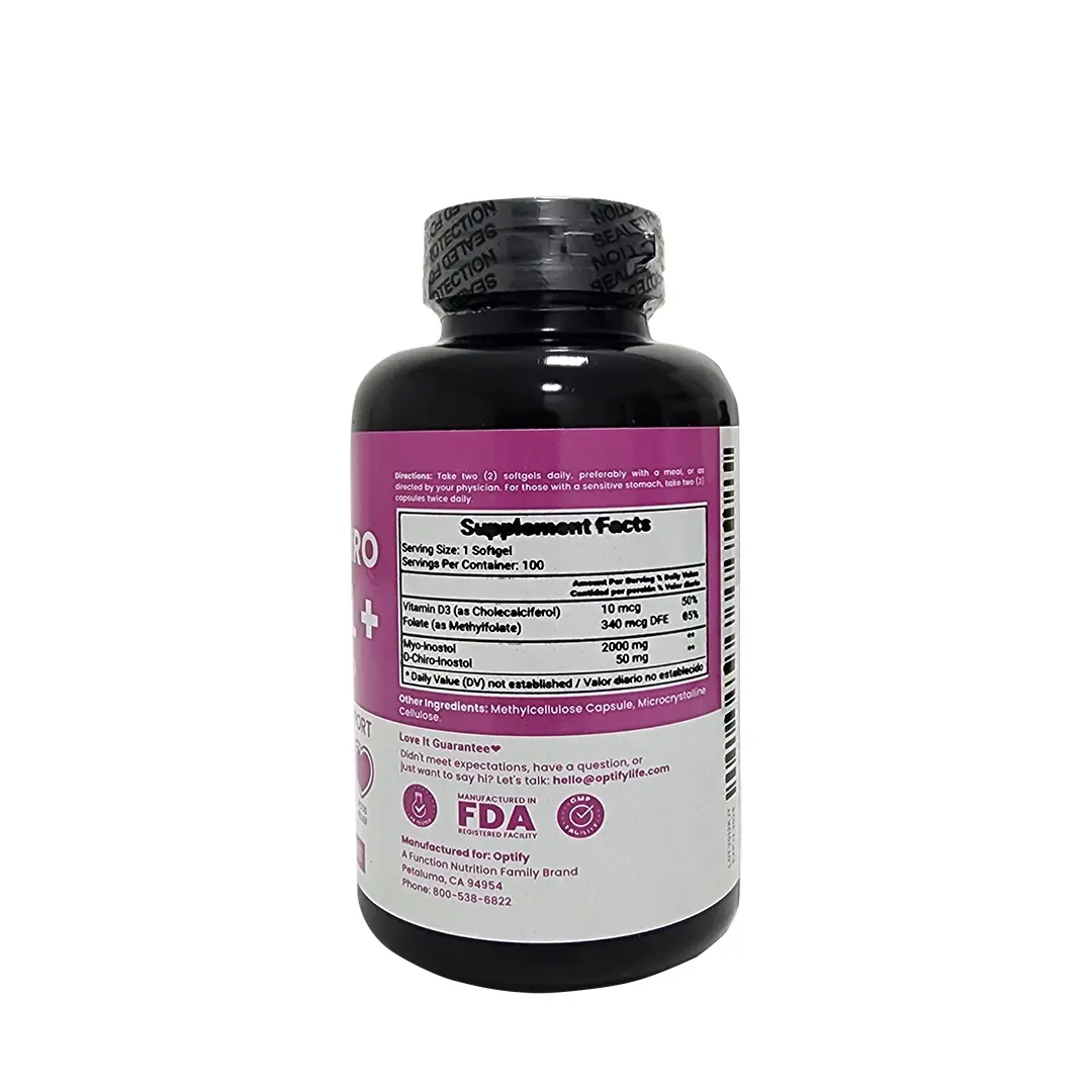 Inositol Myo y D-Chiro en Cápsulas Blandas Proporción 40:1 con Folato y Vitamina D - Apoya la salud hormonal y equilibra el ciclo menstrual