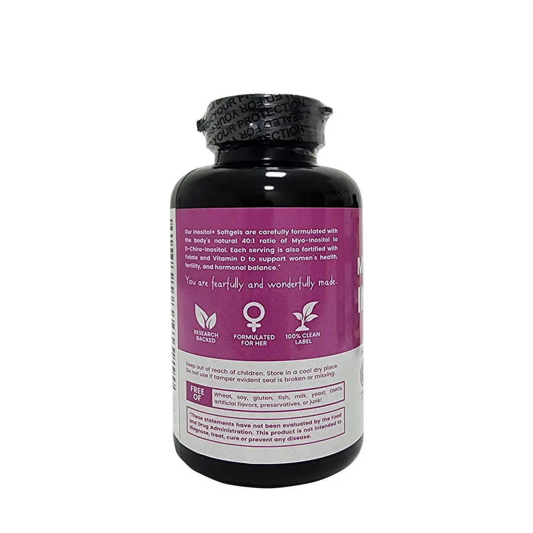 Inositol Myo y D-Chiro en Cápsulas Blandas Proporción 40:1 con Folato y Vitamina D - Apoya la salud hormonal y equilibra el ciclo menstrual