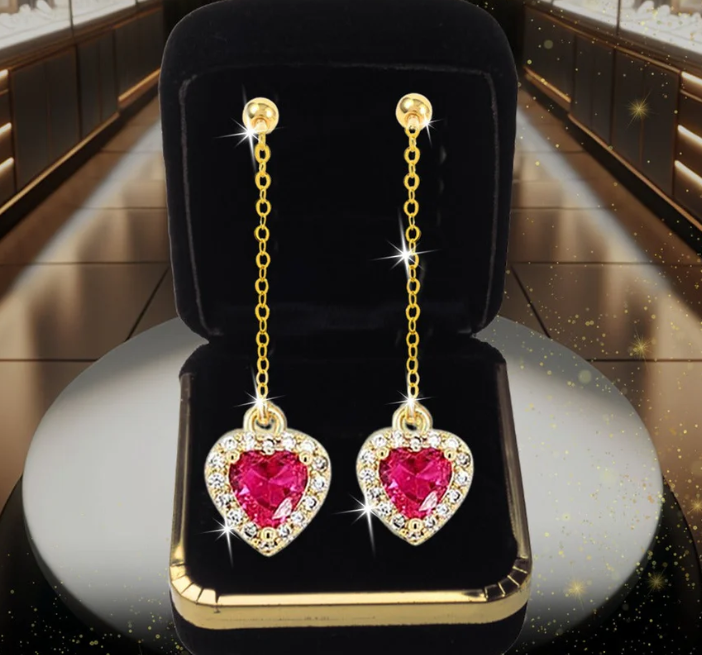 Elegantes Rojos Colgantes en Corazon