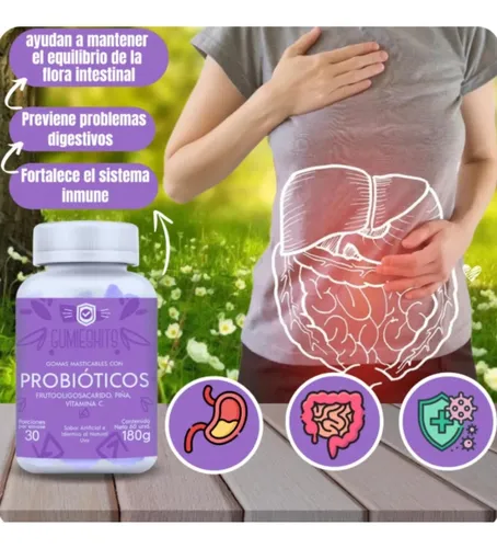 Gomas de probióticos con vitamina C y sabor a uva - Mejoran la digestión y fortalecen tus defensas naturales