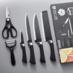Set Cuchillos de Cocina X6 con Tijeras Multifuncionales - Prepara carnes y vegetales con máxima precisión - Imagen 3