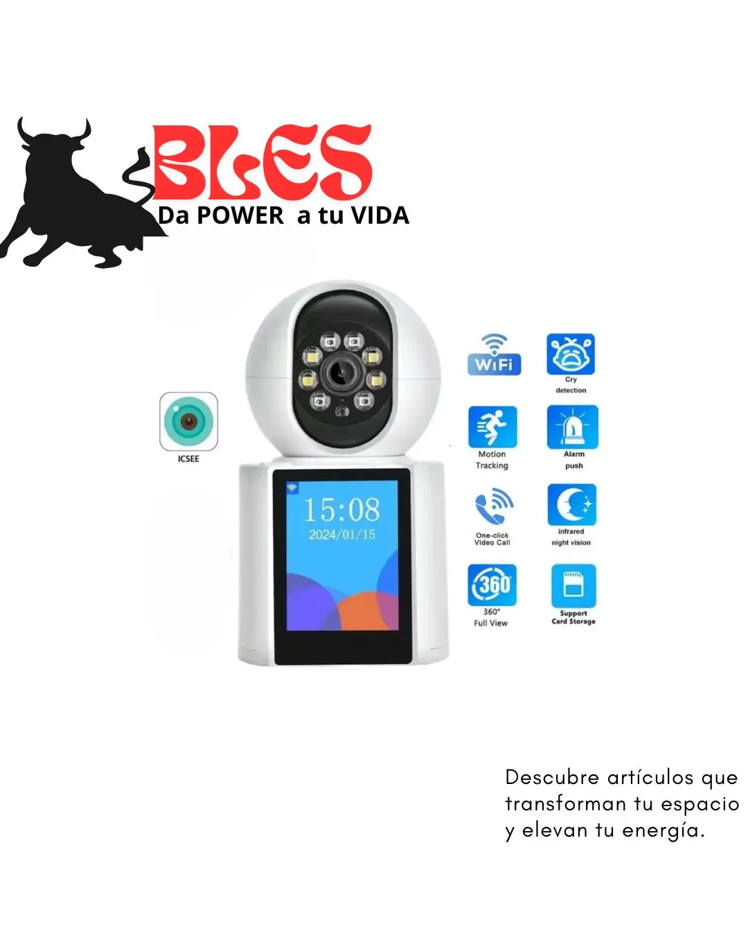 Camara de Videollamada WiFi con Pantalla y Giro 355 Grados - Vigila tu Hogar