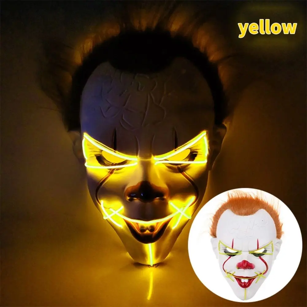 Máscara de Pennywise con luz LED neón para Halloween - Destaca en la oscuridad con un diseño aterrador