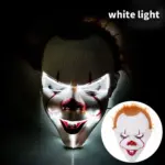 Máscara de Pennywise con luz LED neón para Halloween - Destaca en la oscuridad con un diseño aterrador