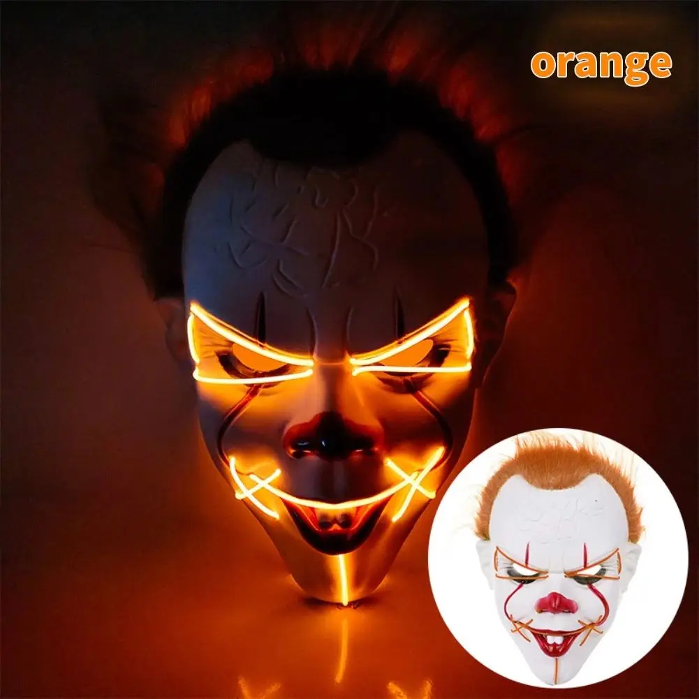 Máscara de Pennywise con luz LED neón para Halloween - Destaca en la oscuridad con un diseño aterrador