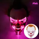 Máscara de Pennywise con luz LED neón para Halloween - Destaca en la oscuridad con un diseño aterrador - Imagen 3