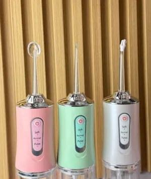 Set x2 Irrigador bucal portátil recargable para ortodoncia y encías sensibles - Elimina la placa dental profundamente desde casa