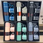 Termo para café de acero inoxidable con tres tazas - Mantiene la temperatura ideal durante todo el día