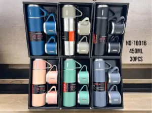 Termo para café de acero inoxidable con tres tazas - Mantiene la temperatura ideal durante todo el día