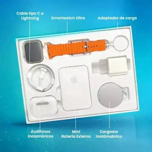 Combo Smartwatch Reloj Inteligente Audífonos Inalámbricos y Power Bank - Mantén todos tus dispositivos con energía y conectados siempre