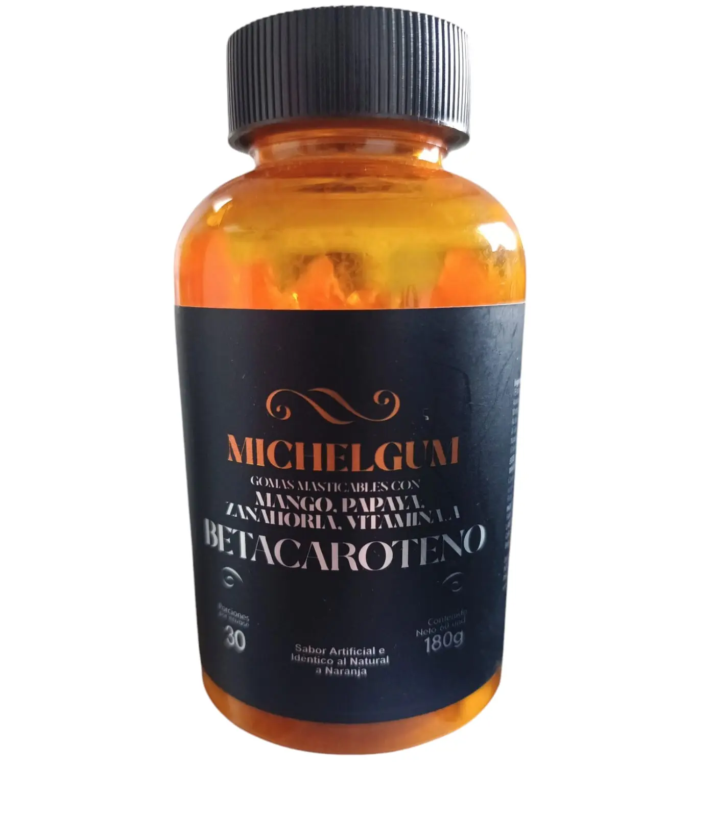 Gomas de Betacaroteno Michelgum con Zanahoria y Vitamina A - Estimulan la producción de melanina para lograr un bronceado uniforme