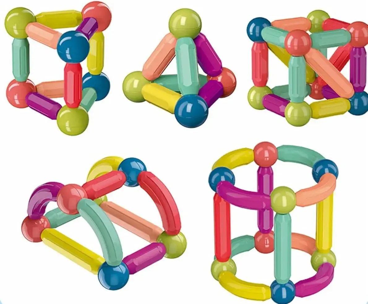 Juego de bloques magnéticos educativos con piezas seguras - Desarrolla la creatividad infantil y estimula el pensamiento lógico