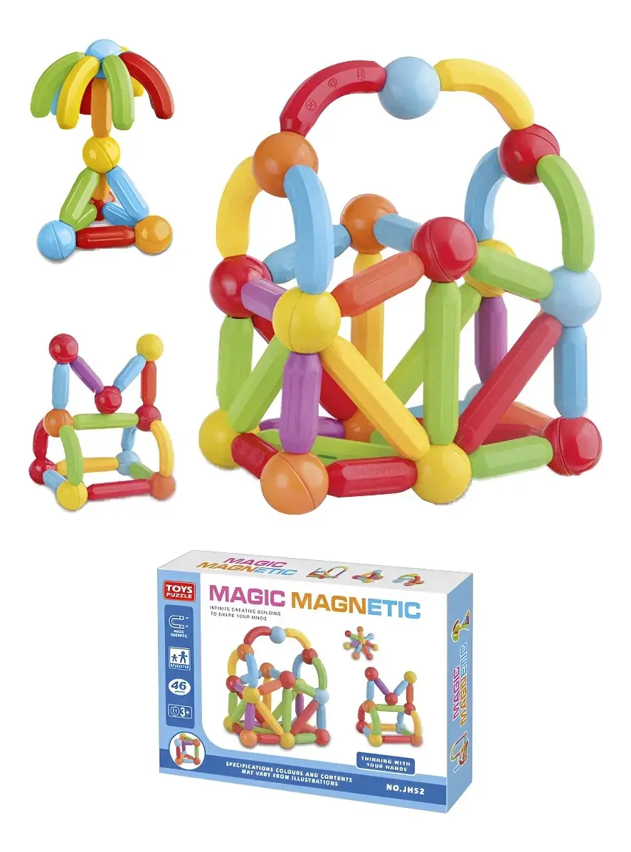 Juego de bloques magnéticos educativos con piezas seguras - Desarrolla la creatividad infantil y estimula el pensamiento lógico