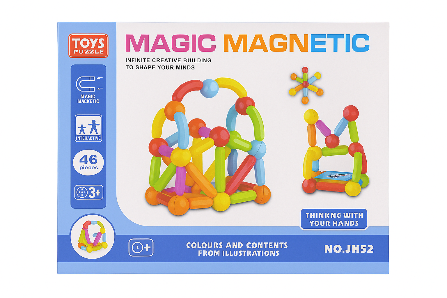 Juego de bloques magnéticos educativos con piezas seguras - Desarrolla la creatividad infantil y estimula el pensamiento lógico