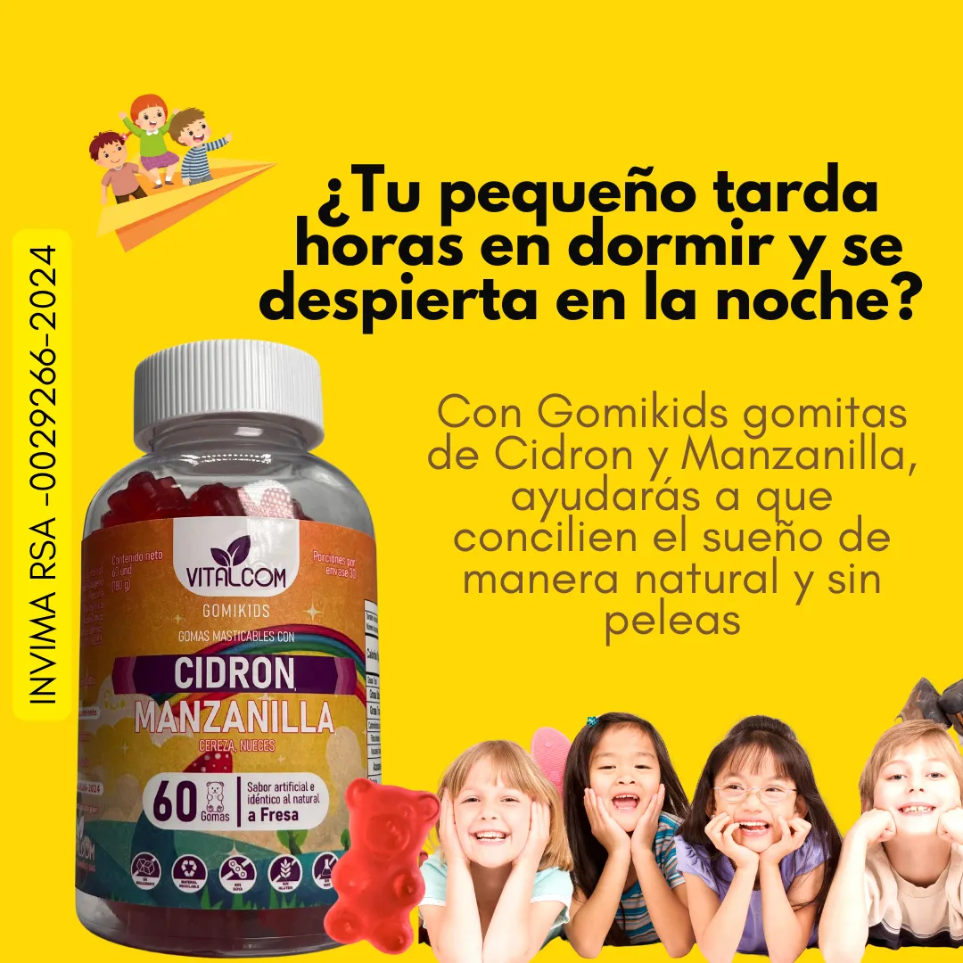Gomitas masticables infantiles de cidrón y manzanilla - Mejoran el descanso nocturno y favorecen la concentración
