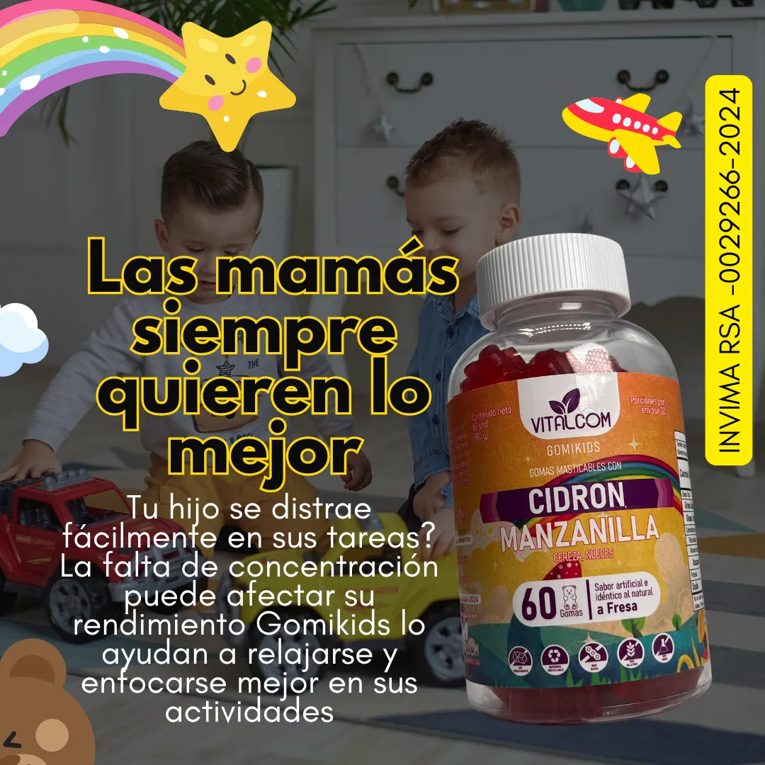 Gomitas masticables infantiles de cidrón y manzanilla - Mejoran el descanso nocturno y favorecen la concentración