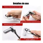 Juego de llave rachet de 3 piezas con acabado cromado - Optimiza tus reparaciones mecánicas en espacios reducidos - Imagen 4