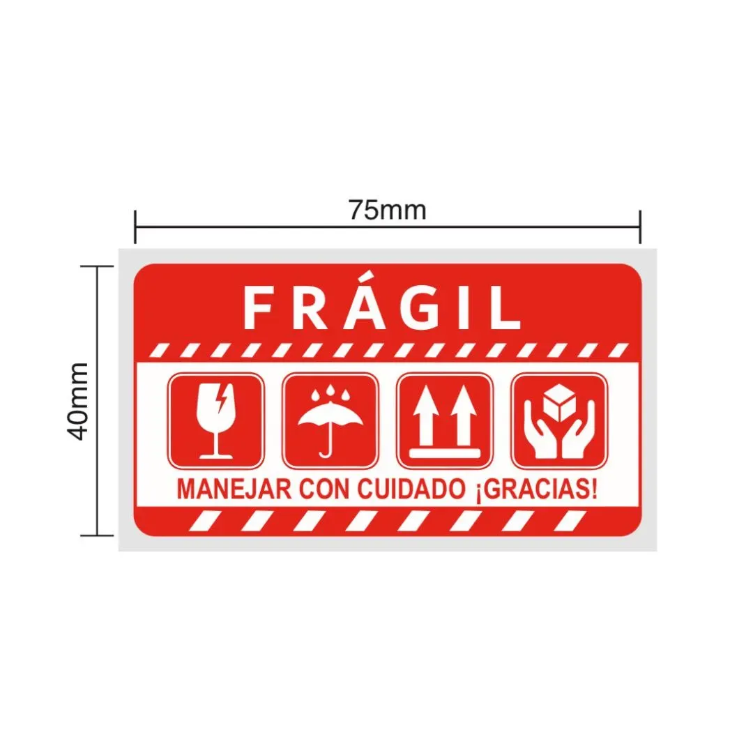 500 Etiquetas Fragil 75X40Mm Envio Segu