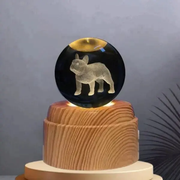 Set x2 Lámpara esfera giratoria con diseño de bulldog francés - Ilumina tus espacios con una atmósfera relajante