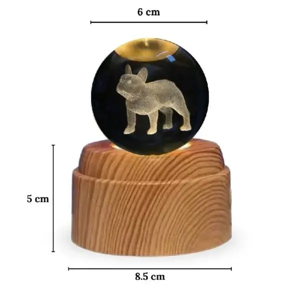 Set x2 Lámpara esfera giratoria con diseño de bulldog francés - Ilumina tus espacios con una atmósfera relajante