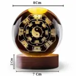 Set x2 Lámpara Esfera 3D Yin Yang Grande con Base de Madera - Crea ambientes cálidos y relajantes - Imagen 2