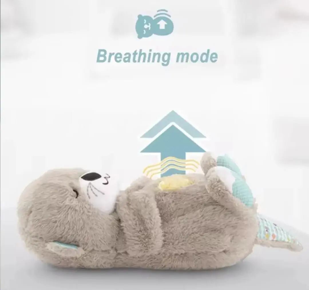 Peluche de nutria antiestrés con respiración y música - Ayuda a calmar al bebé para que logre dormir profundamente