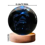 Lámpara LED 3D de cristal con delfines y base de madera - Crea ambientes relajantes en tu hogar - Imagen 2