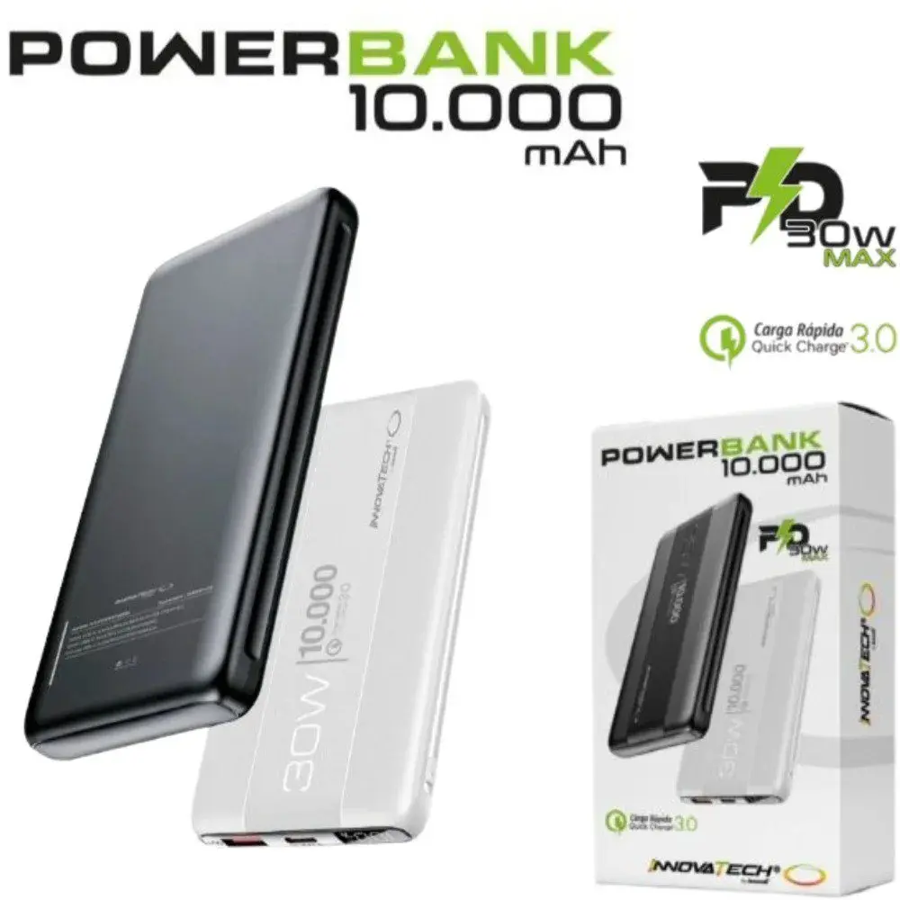 Power Bank Innovatech 10000 mAh con Carga Rapida 30W - Nunca te Quedes sin Bateria