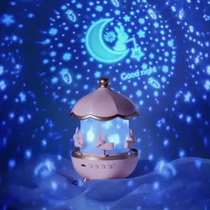 Lámpara proyector giratorio de estrellas para niñas con conejitos - Crea un ambiente relajante que ayuda a los niños a dormir