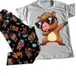 Pijama niño capibara negra manga corta y pantalón largo - mantiene al niño cómodo y fresco durante el sueño