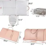 Bolso de viaje 2 en 1 rosado con portatrajes desplegable, medidas de 20.5 por 13 pulgadas, incluye bolsa transparente para zapatos.