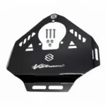 Parrilla de tanque negra en acero para Suzuki V-Strom, con tres tornillos, tres tuercas y emblema de la marca.