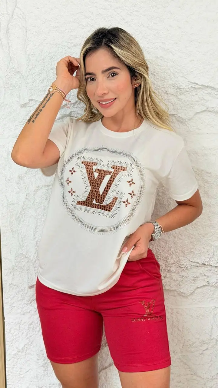 Conjunto Bermuda Louis Vuitton Laser para mujer en licra algodón - Disfruta frescura y comodidad diaria en tus viajes o salidas casuales
