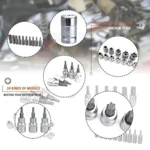 Set de 34 Copas y Puntas Torx en Cromo Vanadio - Cubre Todas las Medidas