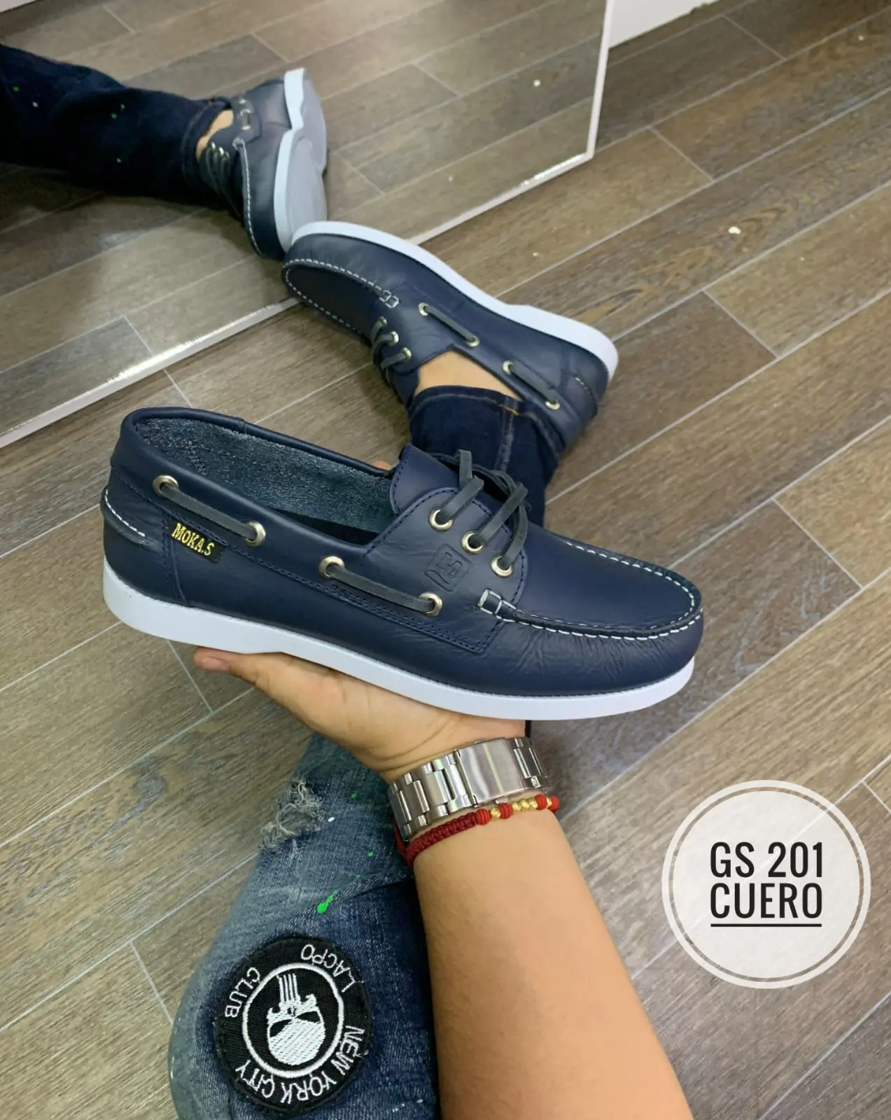 Sperry Azul con Rojo Cuero